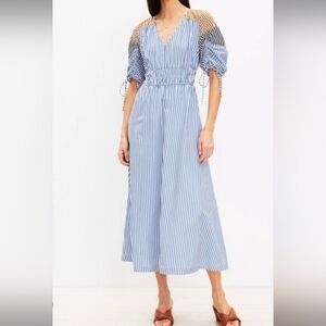 NWT LOFT Navy and White Striped Long Sleeve Dress Size XL